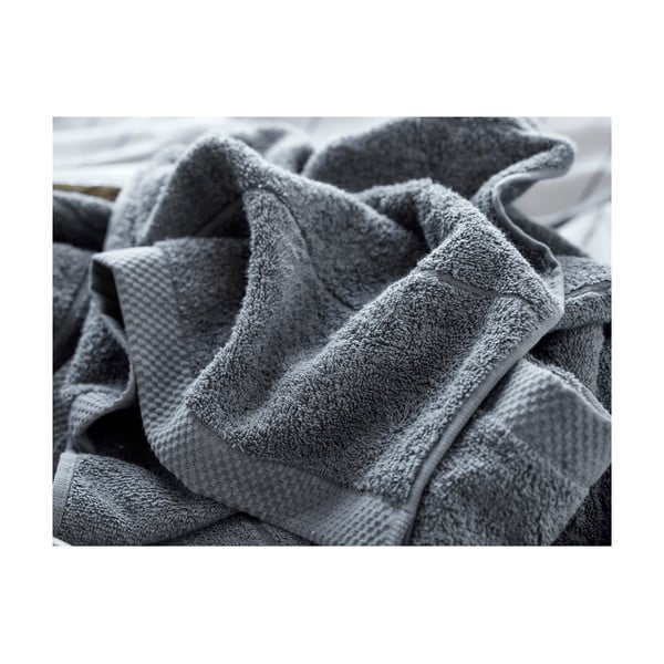 Temno siva frotirna bombažna brisača 50x100 cm Line – Södahl-image-2