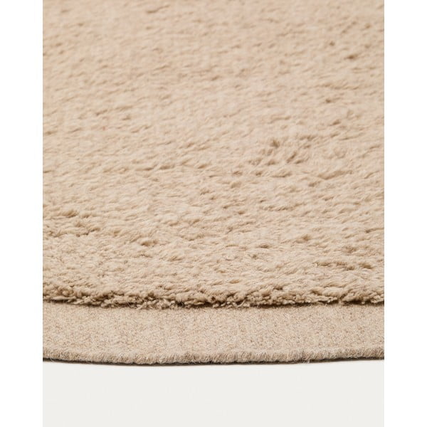 Svetlo rjava ročno tkana volnena okrogla preproga ø 200 cm Marely – Kave Home-image-4