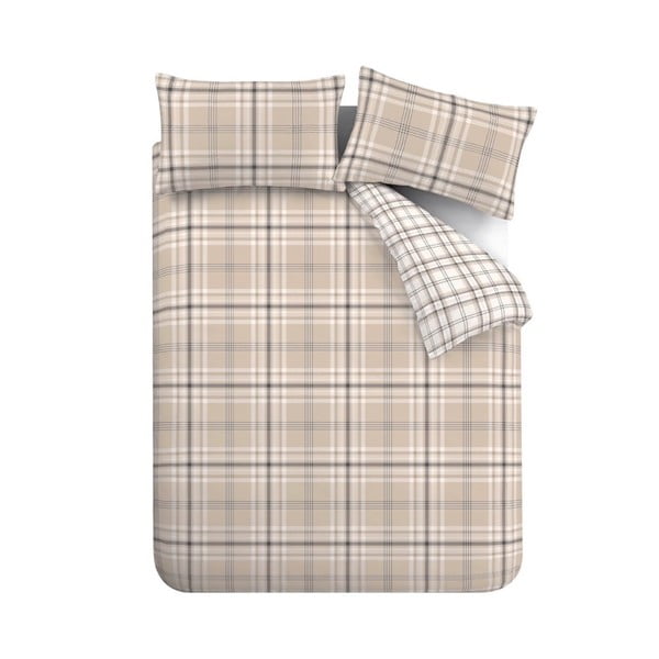 Rjava/bež posteljnina za zakonsko posteljo 200x200 cm Kelso Check – Catherine Lansfield-image-2