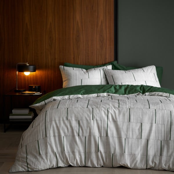 Zelena/siva enojna bombažna posteljnina 135x200 cm Camden Stripe – Content by Terence Conran