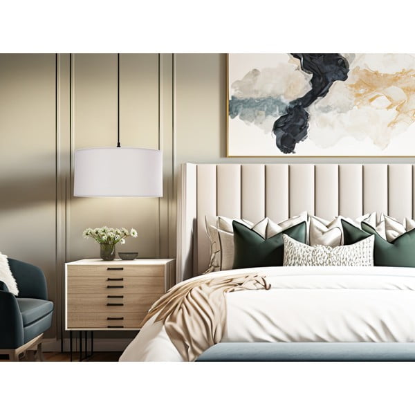 Bela viseča svetilka s tekstilnim senčilom ø 40 cm Shanti – Candellux Lighting-image-1