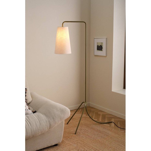 Kaki zelena/kremno bela tekstilna stoječa svetilka z upogljivo konstrukcijo (višina 154 cm) Vivienne – Jotex-image-1