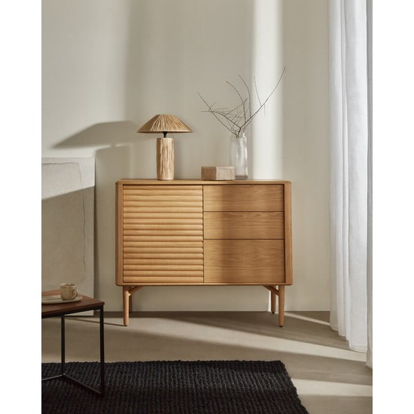 Nizka komoda v hrastovem dekorju 105x86 cm Lenon – Kave Home-image-1