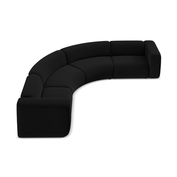 Črna žametna kotna sedežna garnitura Ekahi – Makamii-image-3