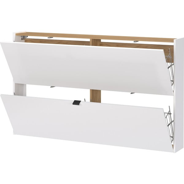 Bela preklopna stenska omarica za čevlje v hrastovem dekorju 140x83x18 cm Ameca – Germania-image-2