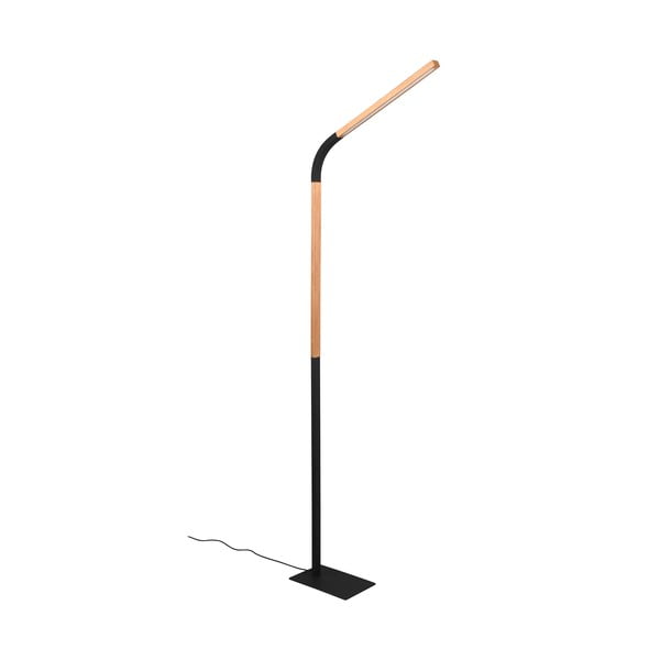 Črna/naravna LED stoječa svetilka z lesenim senčnikom (višina 169,5 cm) Norris – Trio-image-2