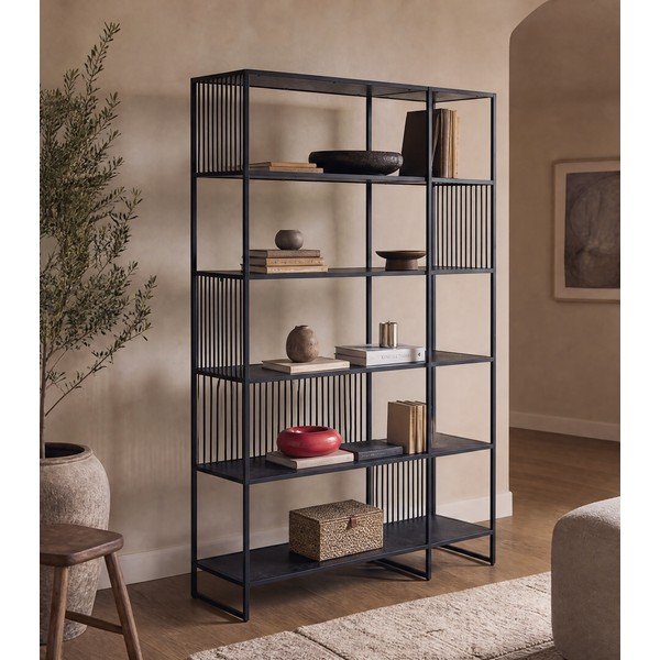 Črn regal 120x185x35 cm Strington – Actona-image-1