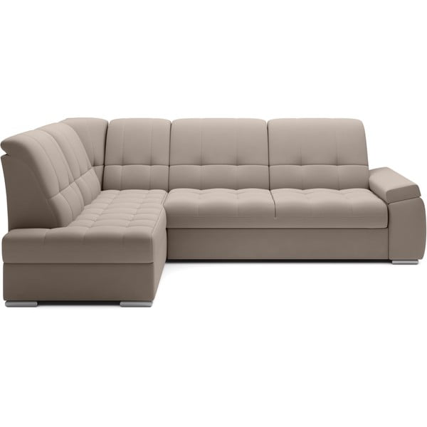 Bež žametna raztegljiva/s prostorom za shranjevanje kotna sedežna garnitura (levi kot/v obliki črke L) Sado – ELTAP