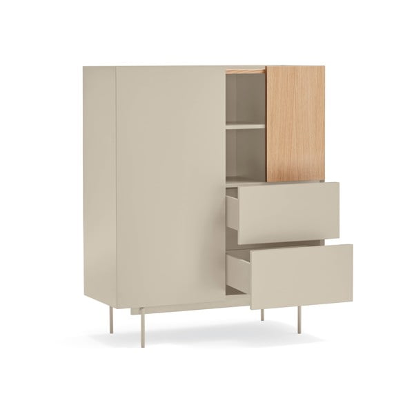 Bež/naravna visoka komoda v hrastovem dekorju 100x120 cm Otto – Teulat-image-2