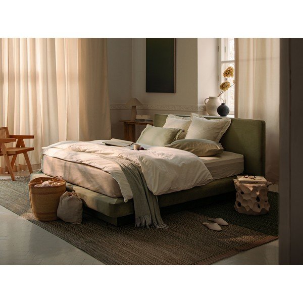 Svetlo siva oblazinjena zakonska postelja 140x200 cm Linea – Micadoni -image-1