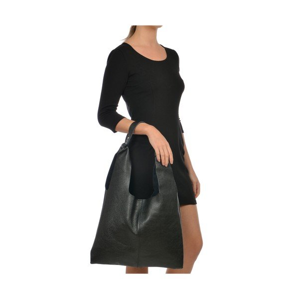 Črna usnjena torbica Sofia Cardoni Hobo-image-2