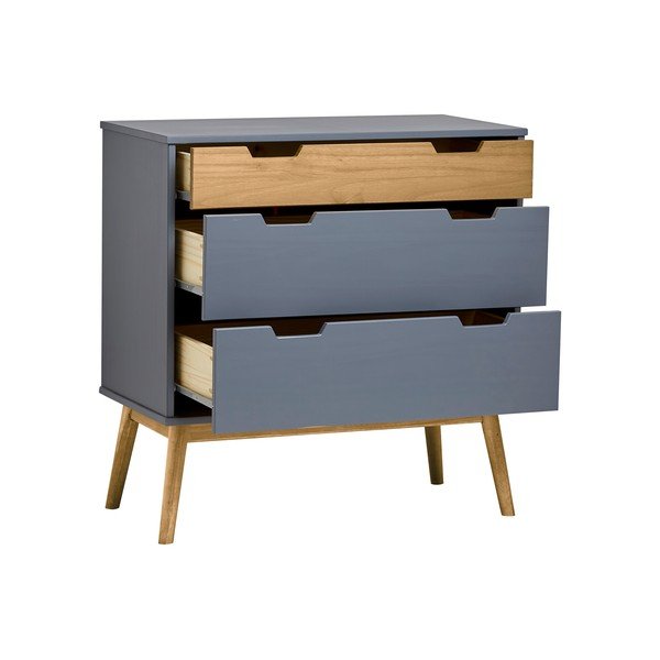 Siva komoda iz masivnega borovega lesa Marckeric Baku, višina 82 cm-image-3