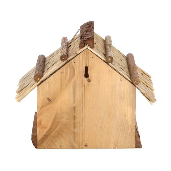 Lesena krmilnica s slamnato streho Esschert Design, višina 22,8 cm-image-2
