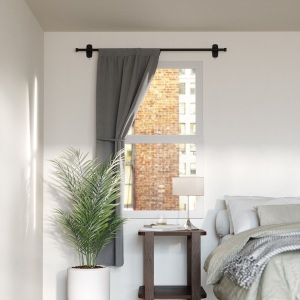 Mat črna jeklena karnisa z nastavljivo dolžino 40 - 71 cm Adhera – Umbra-image-2