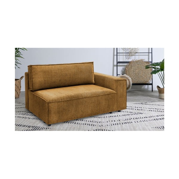 Gorčično rumen modul za sedežno garnituro iz rebrastega žameta (desni kot) Nihad modular – Bobochic Paris-image-1