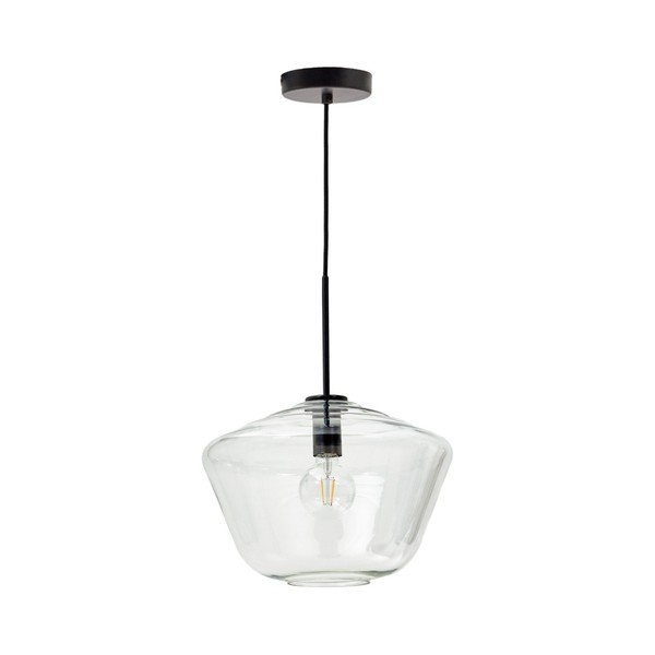 Črna viseča svetilka s steklenim senčilom ø 34 cm Mao – Kave Home