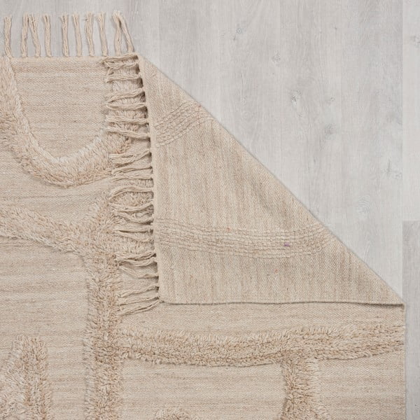 Bež ročno tkana volnena preproga 120x170 cm Loma – Flair Rugs-image-3