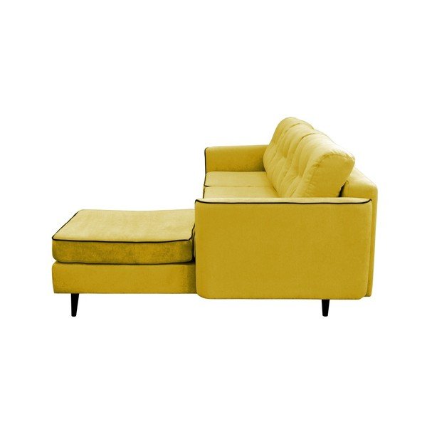 Rumena raztegljiva sedežna garnitura s črnimi nogami Mazzini Sofas Dragonfly, desni kot-image-4