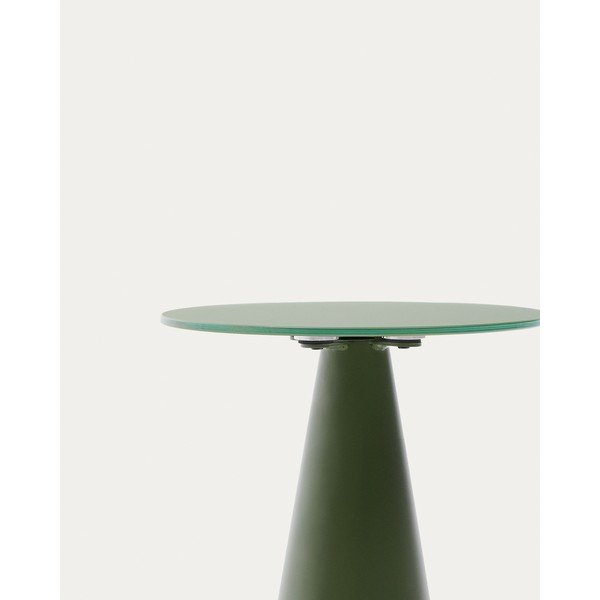 Okrogla stranska mizica s stekleno mizno ploščo ø 35 cm Wilshire – Kave Home-image-2