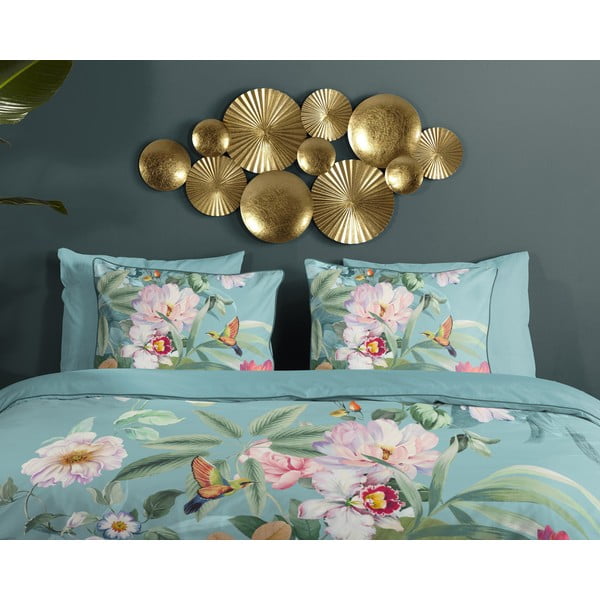 Modra enojna podaljšana posteljnina iz bombažnega satena 140x220 cm Fungi – Descanso-image-2