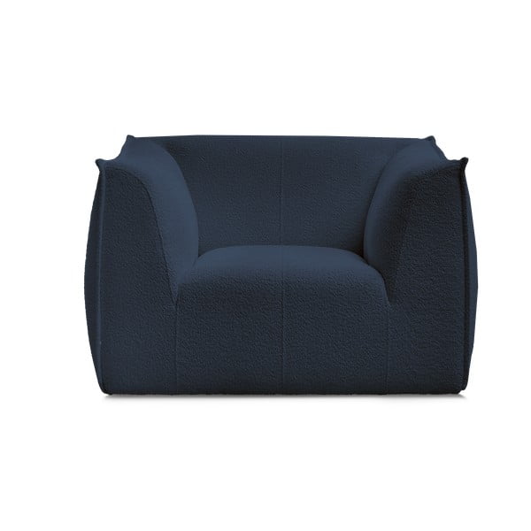 Temno moder fotelj iz tkanine bouclé Giorgia – Bobochic Paris-image-3