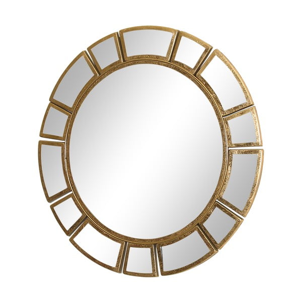Stensko ogledalo s kovinskim okvirjem v zlati barvi Westwing Collection Amy, ø 78 cm