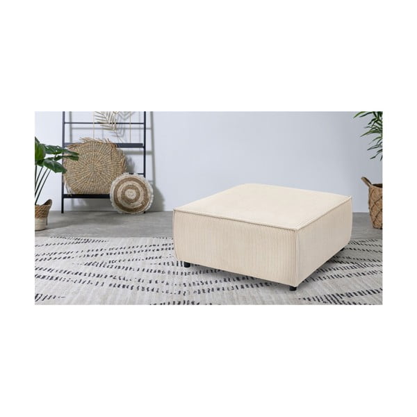 Kremno bel otoman iz rebrastega žameta Nihad modular – Bobochic Paris-image-1