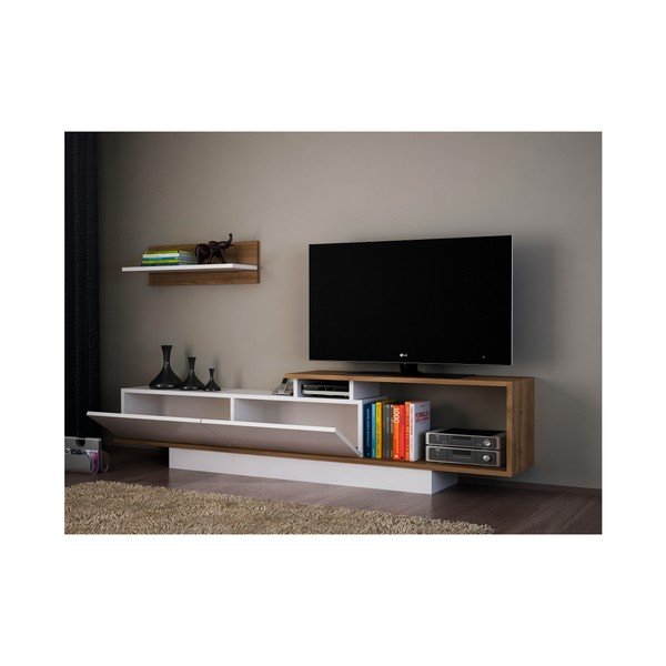 Televizijski komplet v beli in naravni 180x55 cm Asos - Woody Fashion-image-2