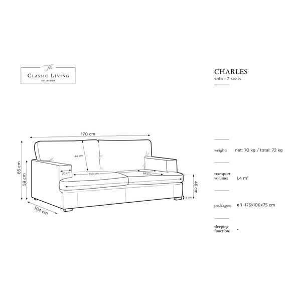 Modra zofa Windsor & Co Sofas Daphne, 170 cm-image-1
