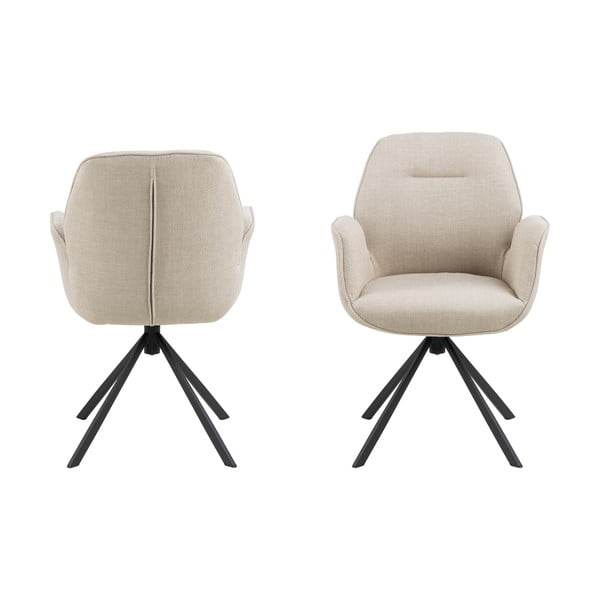 Kremno bel oblazinjen jedilni stol Aura – Actona-image-3