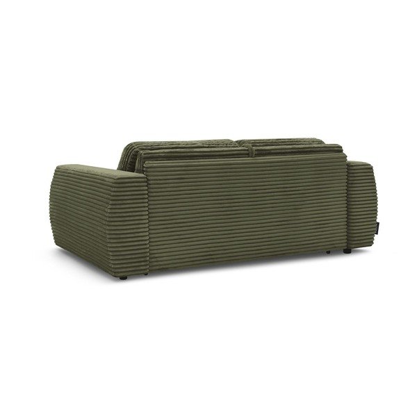 Zelena sedežna garnitura za spanje/raztegljiva iz rebrastega žameta 220 cm Hugo – Bobochic Paris-image-4