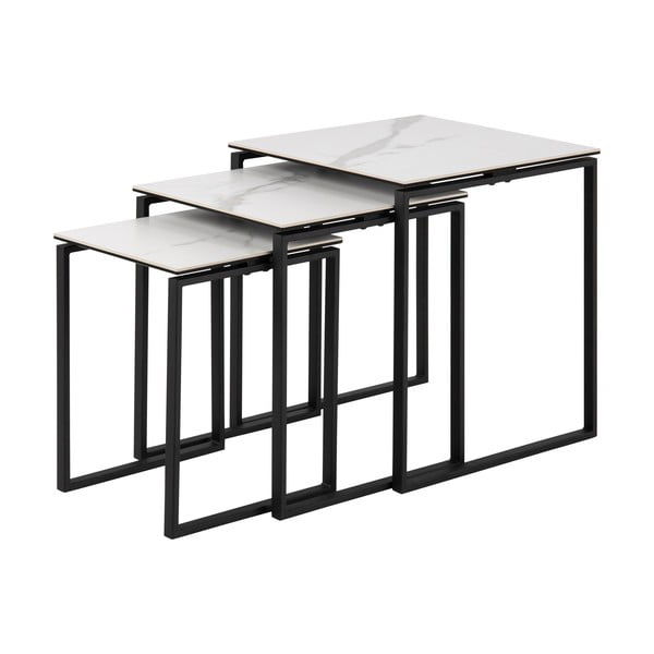 Bele in črne kavne mizice v kompletu 3 kos Katrine - Actona-image-2