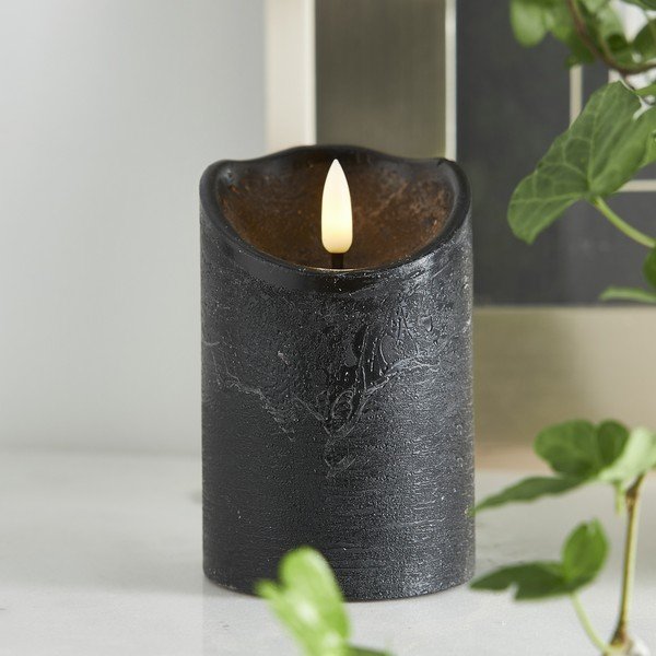 Črna LED sveča iz voska Star Trading Flamme Rustic, višina 12,5 cm-image-1