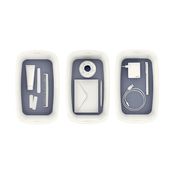 Bela/siva plastična škatla za shranjevanje s pokrovom 32x19x13 cm MyBox – Leitz-image-2