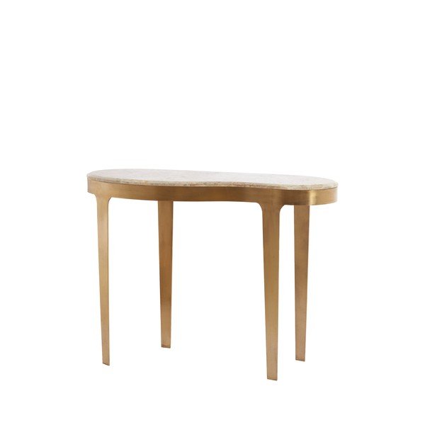 Stranska mizica z marmorno mizno ploščo v bronasti barvi/sivorjava 40x110 cm Giulio – Light & Living