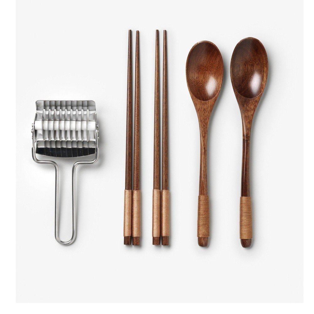 Modra komplet jedilnih paličic iz nerjavečega jekla/iz bambusa za 2 osebi The Essentials - Ramen Tools