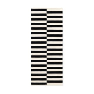 Črn/bel obojestranski ročno tkan volnen tekač 80x200 cm Donna – Hanse Home