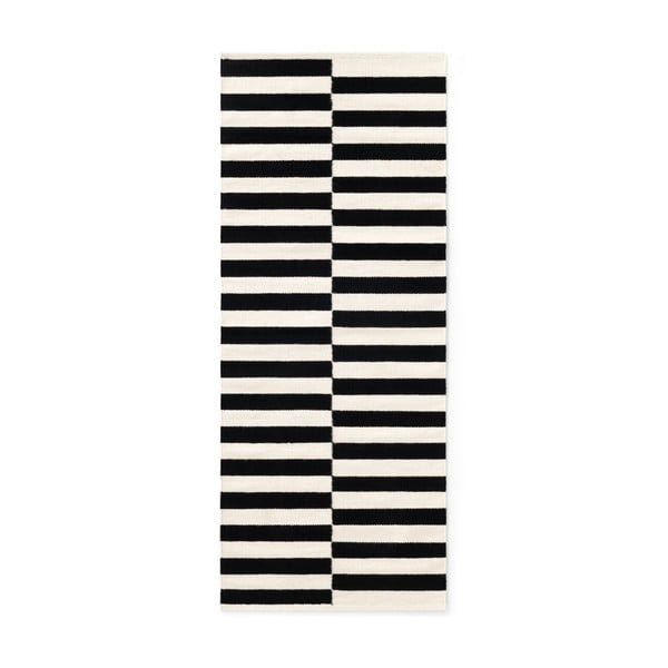 Črn/bel obojestranski ročno tkan volnen tekač 80x200 cm Donna – Hanse Home
