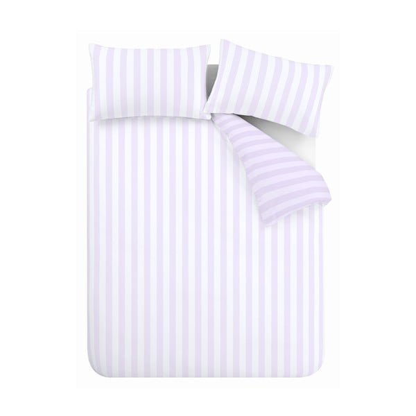 Bela/svetlo vijolična enojna posteljnina 135x200 cm Stripe Tease – Sassy B