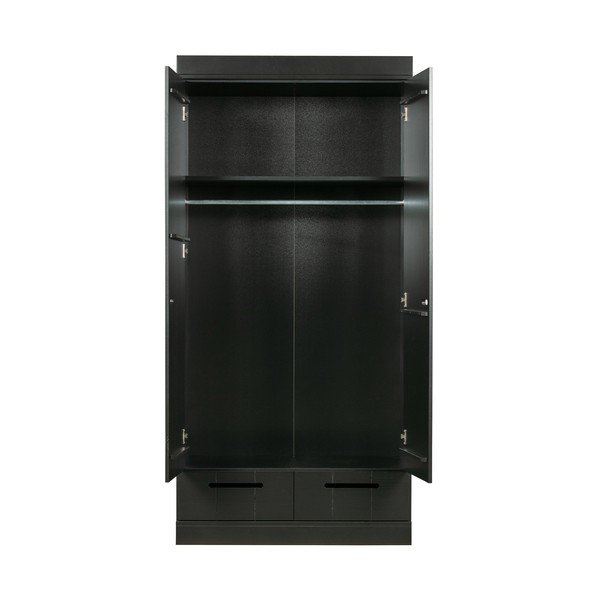Črna garderobna omara s konstrukcijo iz borovega lesa WOOOD Connect, širina 94 cm-image-2