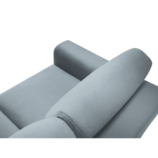 Svetlo modra žametna raztegljiva kotna sedežna garnitura s prostorom za shranjevanje Kyoto – Cosmopolitan Design-image-4