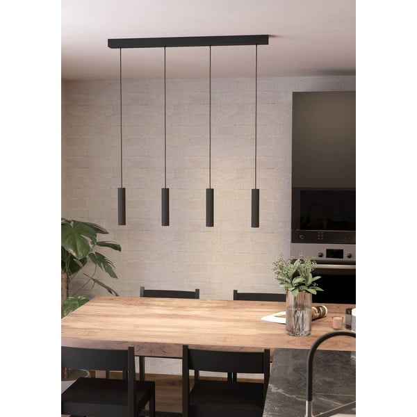 Črna LED viseča svetilka s kovinskim senčilom ALMUDAINA – EGLO-image-1