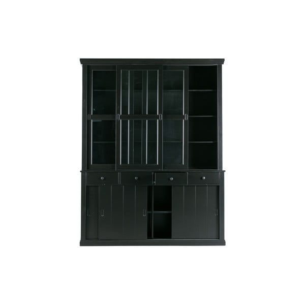 Črna vitrina iz masivnega bora z drsnimi vrati 166x214 cm Lagos – WOOOD-image-4