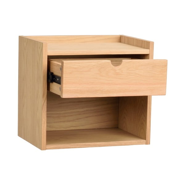 Stenska/s policami nočna omarica iz masivnega hrasta v naravni barvi Hillmond – Rowico-image-2