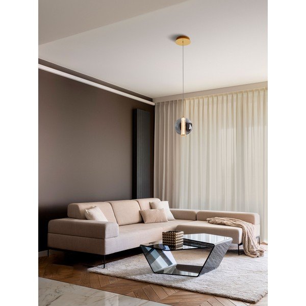 Siva kovinska LED viseča svetilka s steklenim senčilom ø 22 cm Navi – Nova Luce-image-1