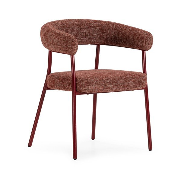 Oblazinjeni jedilni stoli v kompletu z nasloni za roke 2 ks v barvi terakote Yuri – MOME