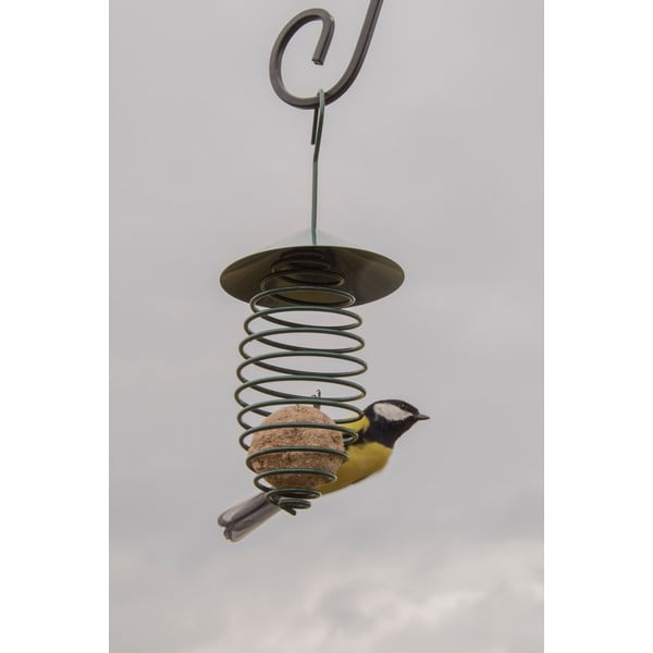 Temno zelena kovinska krmilnica s streho Esschert Design, ⌀ 10,8 cm-image-1