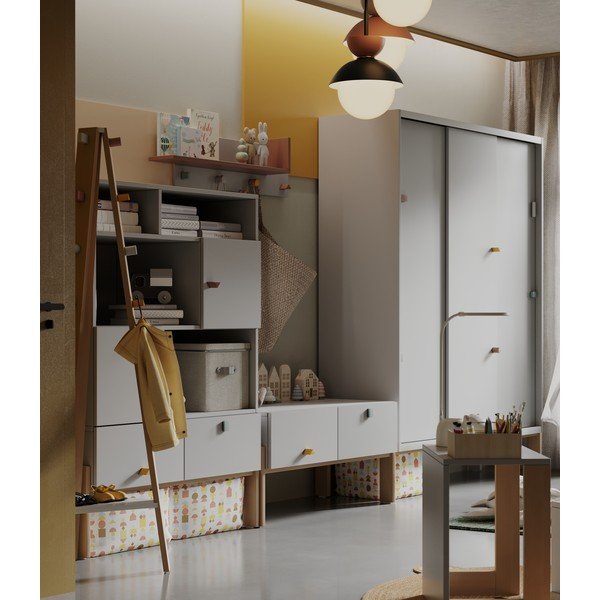 Svetlo siv otroški obešalnik iz bukovega lesa Cube - Pinio-image-2