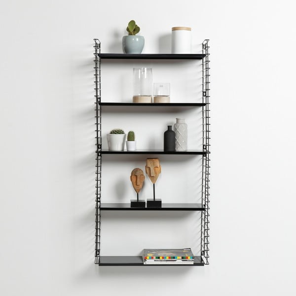 3-nivojski regal s črnimi policami Metaltex Libro, dolžina 70 cm-image-1