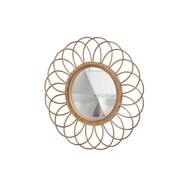 Stensko ogledalo z bambusovim okvirjem ø 59 cm Flores – Basiclabel -image-3
